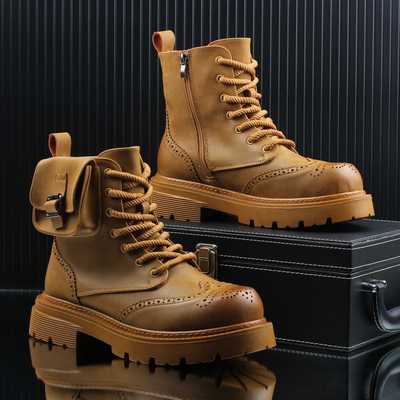 雕花增高马丁靴英伦复古厚底