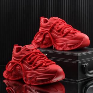 2024秋冬季新款高级感男鞋潮流百搭休闲运动鞋厚底增高老爹鞋男款