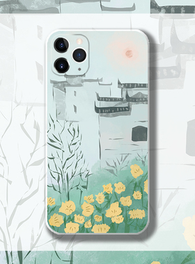 手绘原创古风建筑适用于苹果13荣60P50荣耀60三星S21手机壳