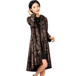 豹纹长款薄风衣外套20春秋季新款女装韩版过膝单层外搭带帽开衫潮