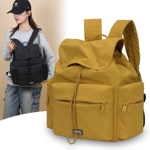 双肩包女士大容量背包抽绳收纳健身书包轻便休闲出行防泼水双背包