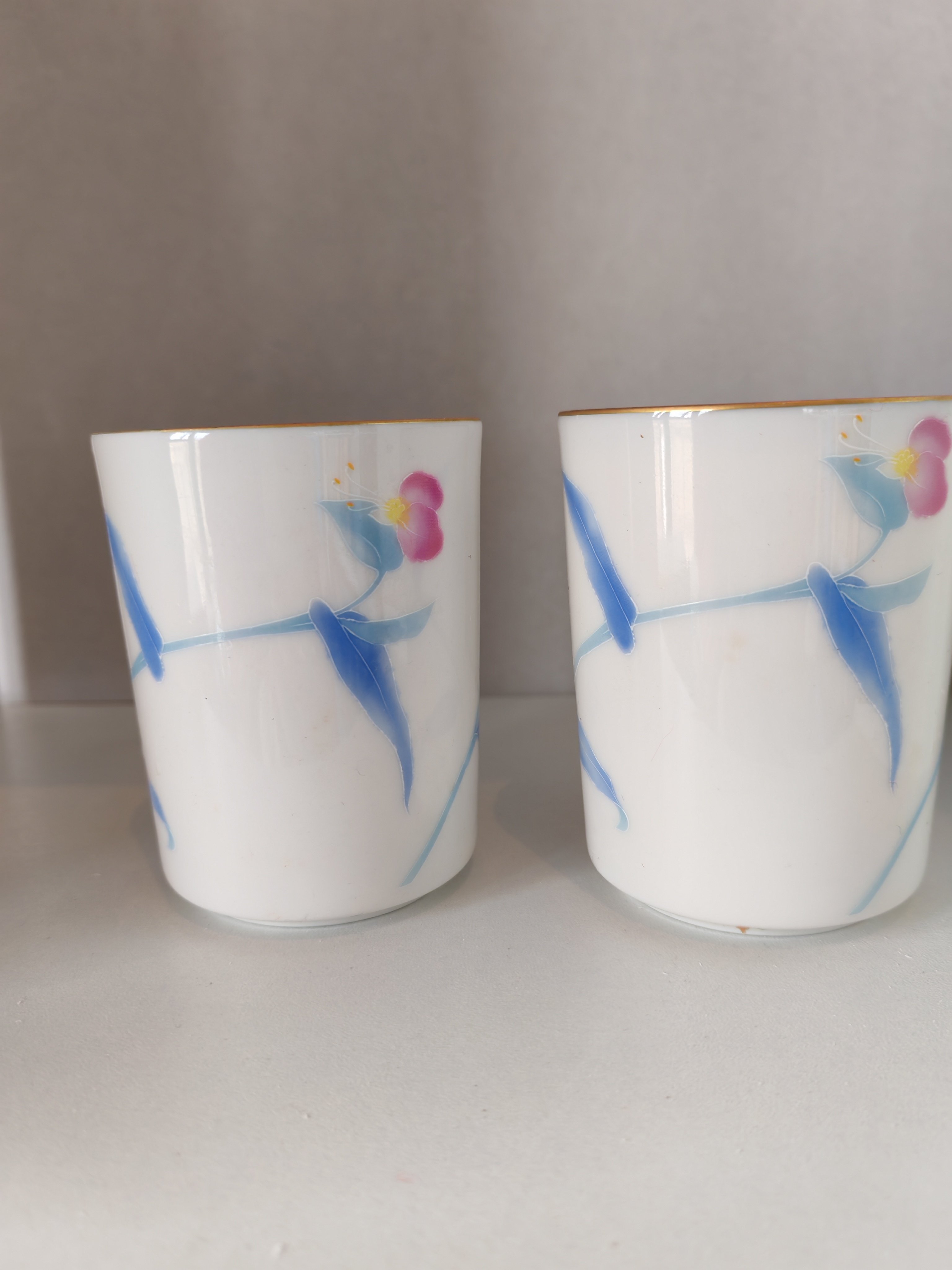 国现,香兰社陶瓷手绘对杯茶杯,日本情侣杯子
