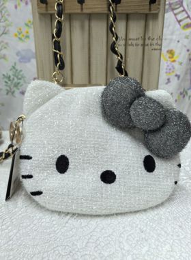现货,日本限定三丽鸥HelloKitty联名OPAQUE亮闪斜挎手机包约18*14