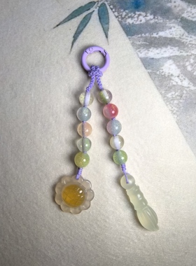 云开绳品-手工编织玛瑙玉髓向日葵岫玉文昌笔一举得魁好寓意挂件