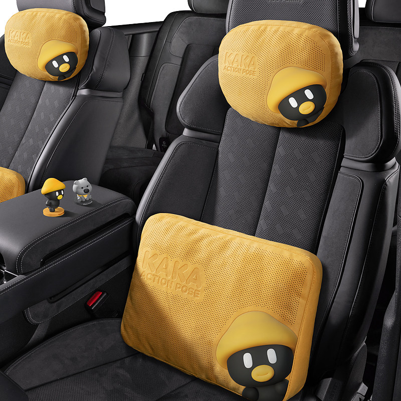 适用保时捷卡宴MACAN帕拉梅拉卡通汽车头枕头车载护颈枕腰靠脖枕