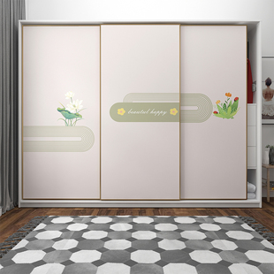 衣柜门自粘推拉门移门玻璃门贴纸卧室改造绿色简约装饰加厚不透底