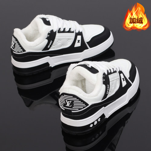 情侣款印花轻奢加绒高街板鞋