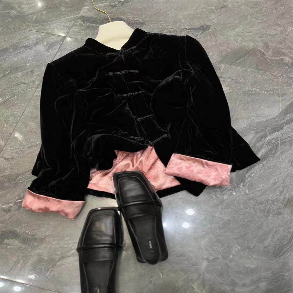 新中式国风女装秋冬新款今年流行气质高级感盘扣粉色丝绒棉服外套,模玩/动漫/周边/娃圈三坑/桌游,古风/国风外衣,淘宝优惠券,粉丝福利购,淘宝优惠卷