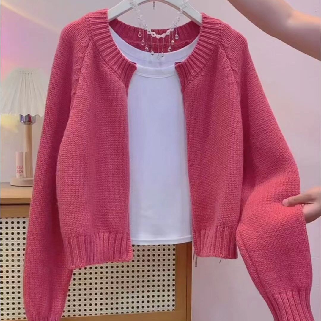 今年短款流行漂亮毛衣新款好看宽松圆领纯色拉链针织开衫外套,女装/女士精品,毛针织衫,淘宝优惠券,粉丝福利购,淘宝优惠卷