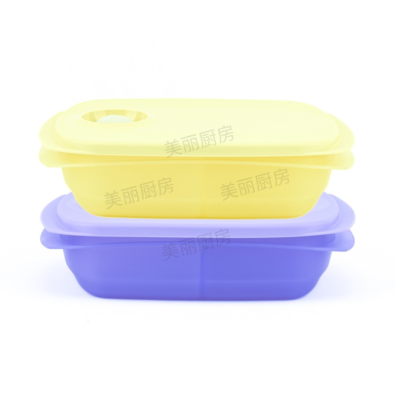 通用大容量便携1L分格饭盒特百惠