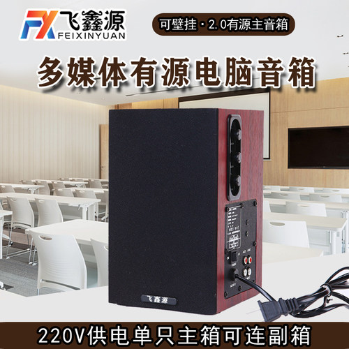 飞鑫源木质2.0壁挂教室音箱