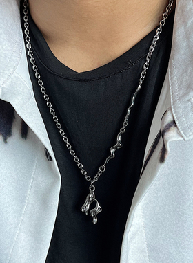 SAZ 原创不规则液态项链男女2024新款潮ins嘻哈韩版轻奢小众配饰