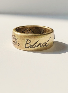 24SS Blind for Love Ring 无畏的爱 眼心花鸟字母钛钢情侣宽戒指