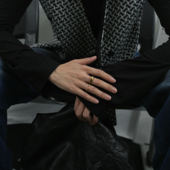 SAZ 金银间金纹理感多层叠戴开口可调节指环细戒指男女中性风高级