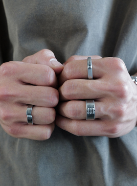 SAZ原创轻奢水泥灰裂缝套装戒指