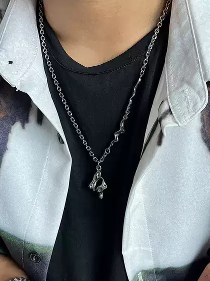 Saz Original Asymmetrical Liquid Necklace for Men and Women 2024 New Trendy ins Hip-Hop Korean Style Light Luxury Niche Accessories
