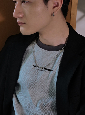 暗黑风酷飒银色荆棘星芒锁骨链