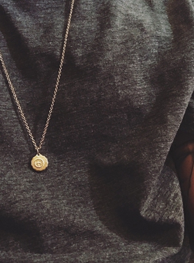 日本原宿风复古圆牌情侣长吊坠