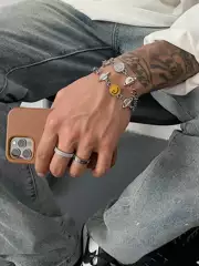 Saz 2024 New Original Design Smiley Face Patchwork Bracelet Cuban Diamond-Encrusted Planet Hip-Hop Bracelet Titanium Steel Accessories