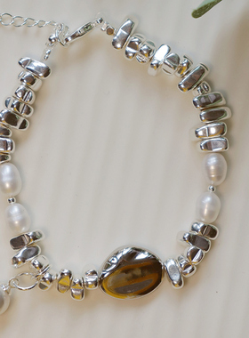 包银淡水珍珠甜酷风不对称碎银子