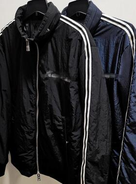 意X男士薄棉休闲夹克防泼水棉服连帽隐藏外套落肩宽松立领长袖