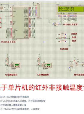 基于单片机红外非接触测温设计+Proteus仿真keil程序人体环境温度
