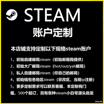 Steam全新账号 微软大厂初始邮箱搬砖账户中国美区小号武库大行动