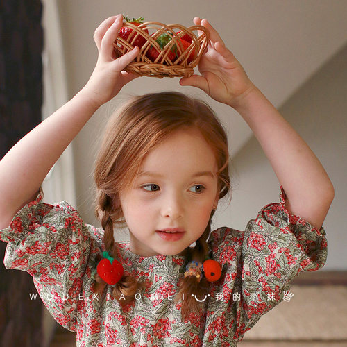 可爱女童水果发圈手工羊毛毡小女孩头绳扎头发绑发绳儿童皮筋发饰