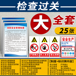 安监检查制度牌车间机械工厂消防施工安全生产责任应急疏散规章制度牌禁止吸烟标识提示警告牌标语KT板贴定制