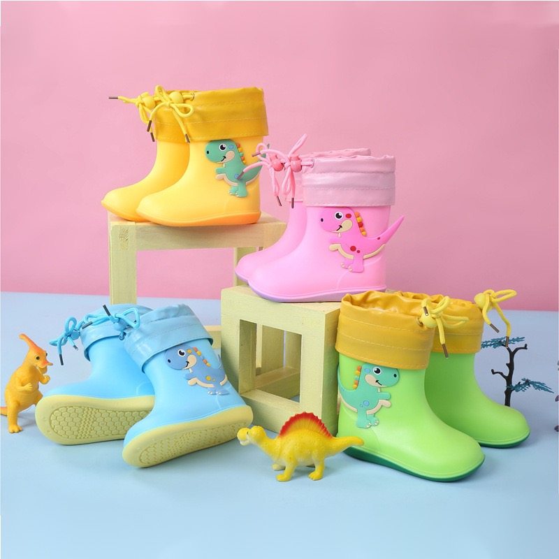 儿童雨鞋男童女防滑恐龙加绒宝宝雨靴小童中大童婴幼儿园小孩水鞋
