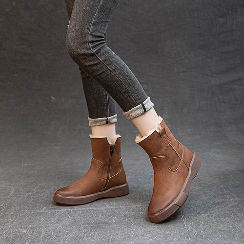 雪地靴羊毛橡胶底短靴保暖大码