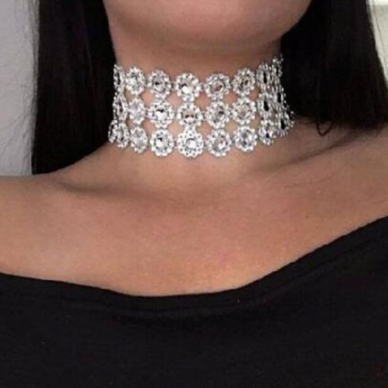 Å·ÃÀ´óÅÆ÷ÈÁ¦¿äÕÅÏîÊÎʱÉаٴîÅó¿Ë¶à²ãË®¾§»¨¶äÎÆÉí¾±ChokerÏîÁ´