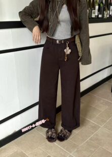 2026秋冬新款FASHION JEANS采丫8817牛仔裤女高腰加绒网红奶奶裤