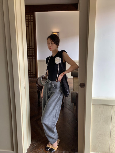 abow设计感连体垫肩短袖T恤