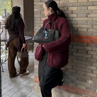 「秋冬」100美利奴羊毛重工手工經(jīng)典 2024 奶奶毛衣開(kāi)衫 Bow 外套