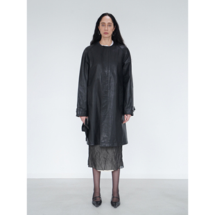 「冬」100小牛皮定制针织三角标古典极简主义法式 2025 风衣 Bow