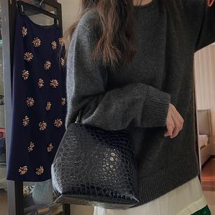 「秋冬」羊绒羊毛 2024 row式 基础圆领宽松毛衫 烟炊冒 套装 Bow