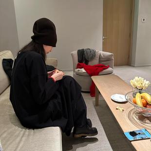 「早秋」100%羊毛文艺素雅三角围巾 2024 苏格兰牛津针织帽 Bow