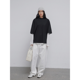 复古慵懒高领落肩百搭宽松T恤 「秋」100棉 2025 叠穿神器 Bow