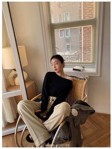 100%美丽诺温暖针织廓形毛衣