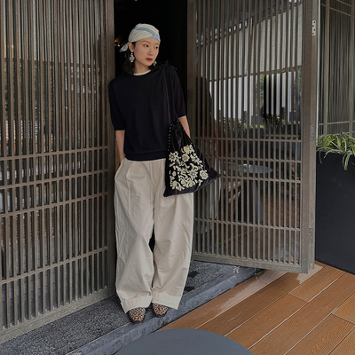 ABow2025假两件撞色羊毛短袖T