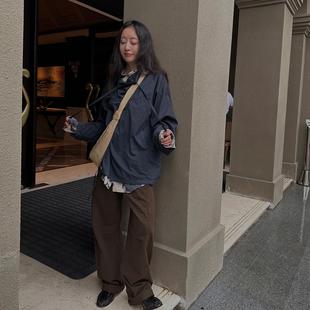 「秋冬」高密全棉贡缎成衣染色 2024 极简松弛领口抽绳外套 Bow