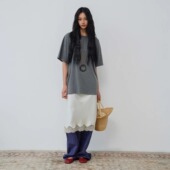 「初夏」100真丝16姆米水洗素绉缎 2025 蕾丝拼接真丝半裙 Bow