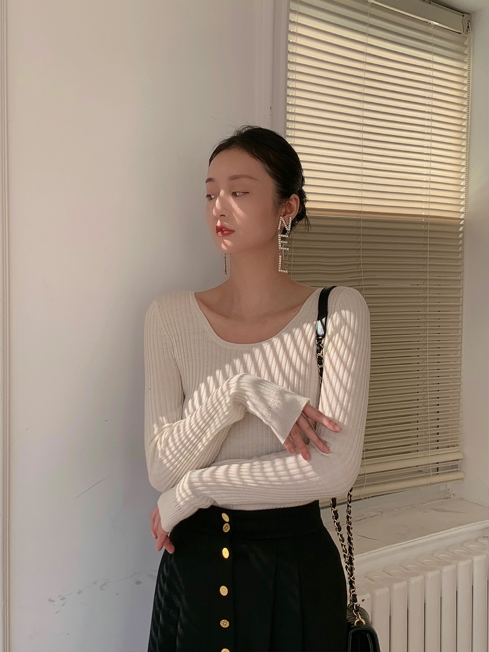 优美肩颈线abow羊绒打底针织毛衫