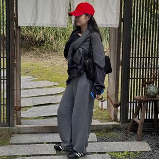 Bow 极简松弛无缝一体羊毛奶奶针织裤 2024 」100羊毛 「冬季