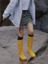 女士成人高筒雨靴春秋防滑防水套靴耐磨纯色 自然复兴 时尚 雨鞋