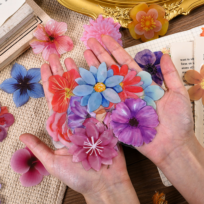 复古花朵贴纸透明防水儿童手账日记水杯拼贴打底装饰素材diy贴画,文具电教/文化用品/商务用品,贴纸/立体贴纸,淘宝优惠券,粉丝福利购,淘宝优惠卷