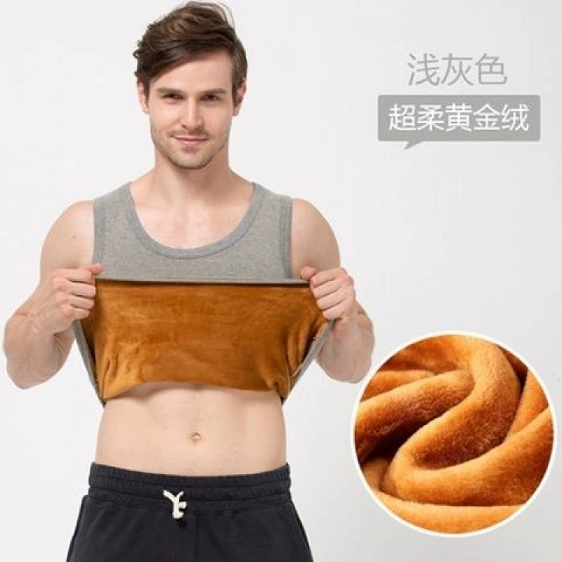 Vàng nhung mùa xuân và mùa thu nam cộng với nhung dày ấm áp vest nam đồ lót nhiệt vest đáy áo khoác mỏng - Áo thể thao