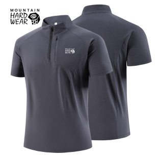 Mountain hardwear山浩男夏立领短袖T恤户外吸湿排汗速干运动上衣