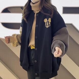 胖mm大码300斤韩版加绒加厚棒球服短外套秋冬季显瘦开衫夹克卫衣
